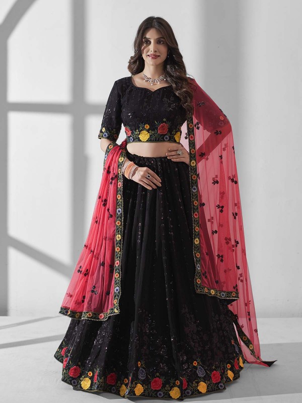 Black Premium Georgette Lehenga Choli